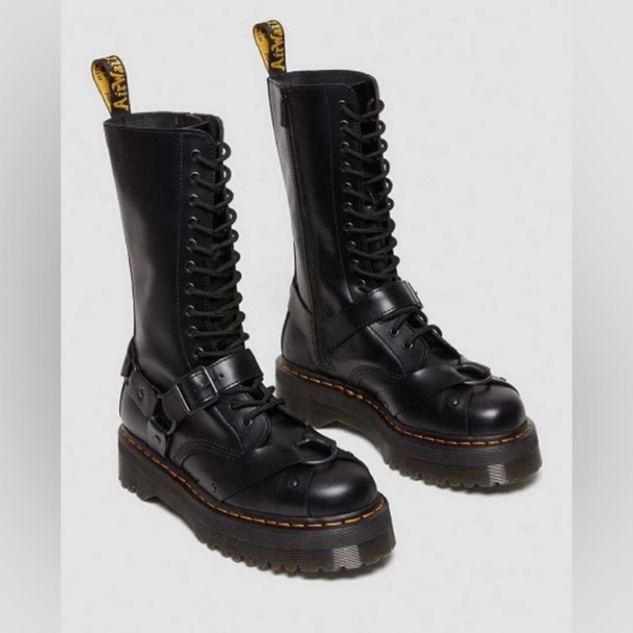 Dr. Martens Shoes - DR.MARTENS | Black 14 hole lace up biker moto fall winter Leather Boots